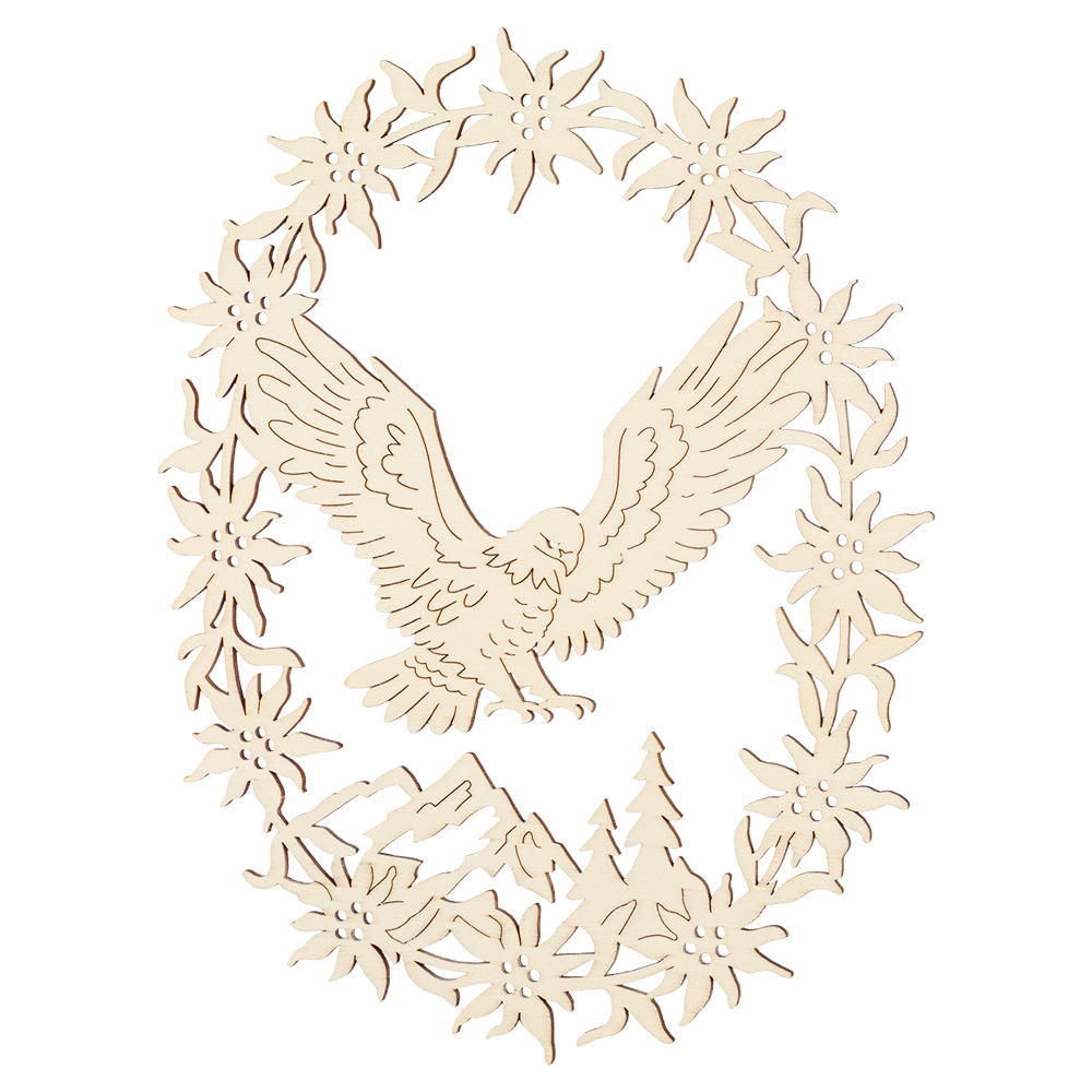 Fensterbild Edelweißrahmen Oval: Adler Fensterbild Edelweißrahmen Oval: Adler