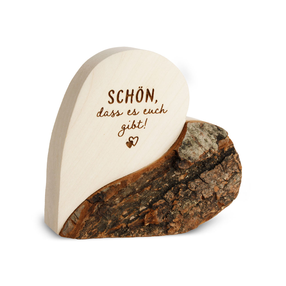 Rindenherz Yin-Yang Gr. 2: "Schön dass es euch..."