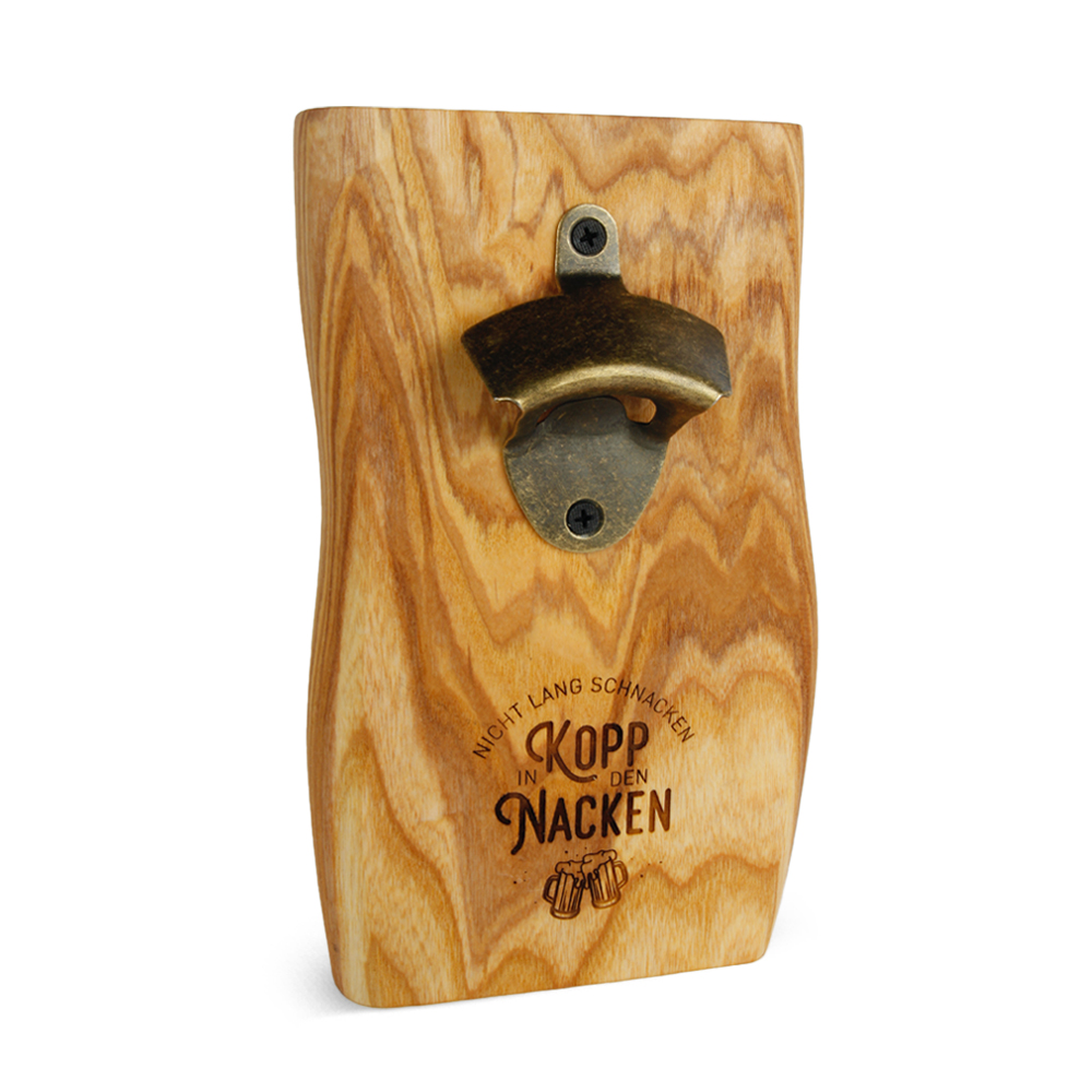 Flaschenöffner: "Nicht Lang schnacken, Kopp in..."