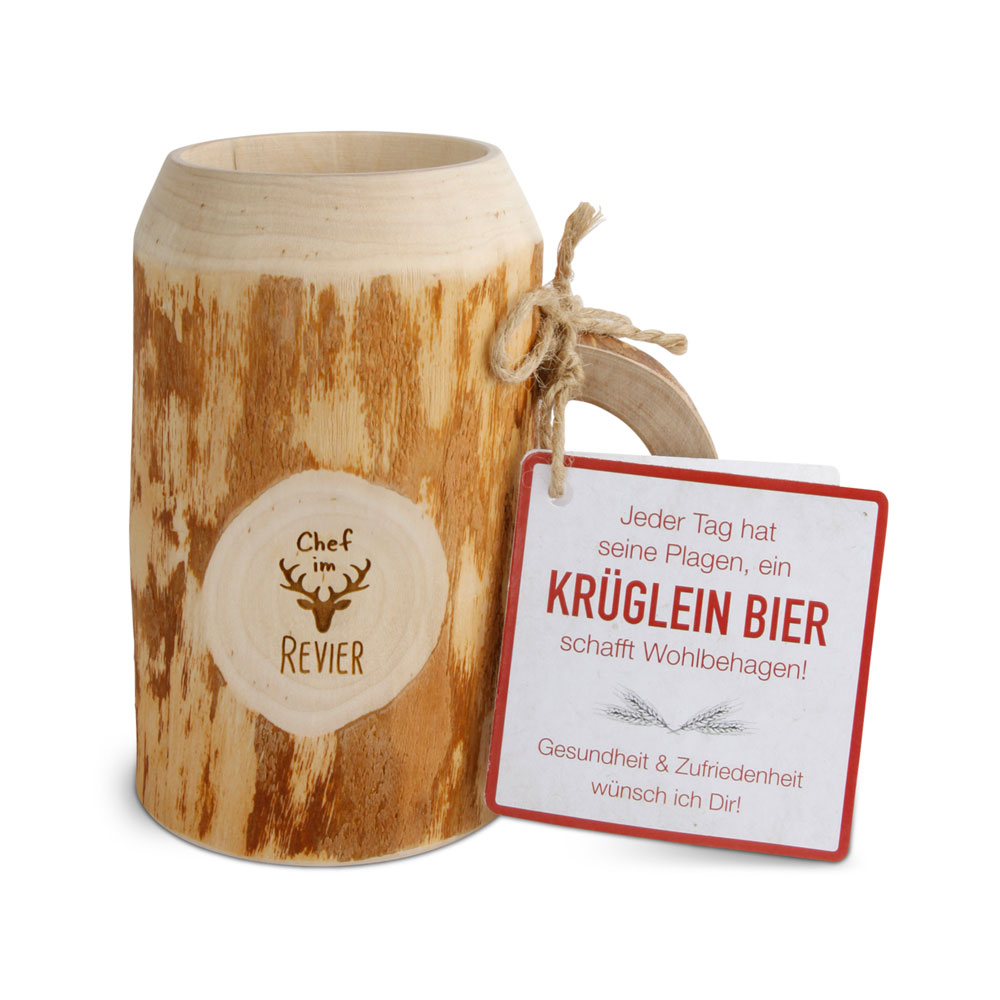 Bierkrug 0,3 ltr ohne Rinde "Chef im Revier" Bierkrug 0,3 ltr ohne Rinde "Chef im Revier"