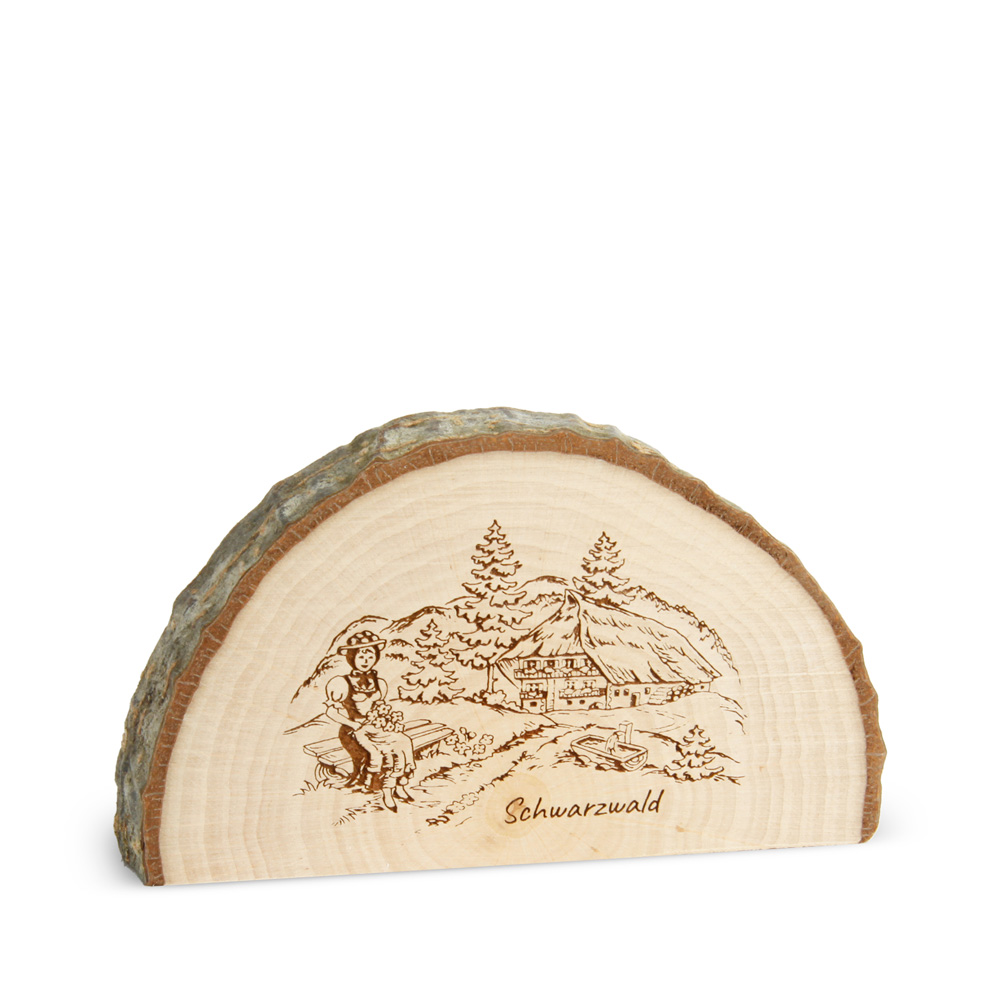 Baumscheibe mit Gravur "Schwarzwald" Baumscheibe mit Gravur "Schwarzwald"
