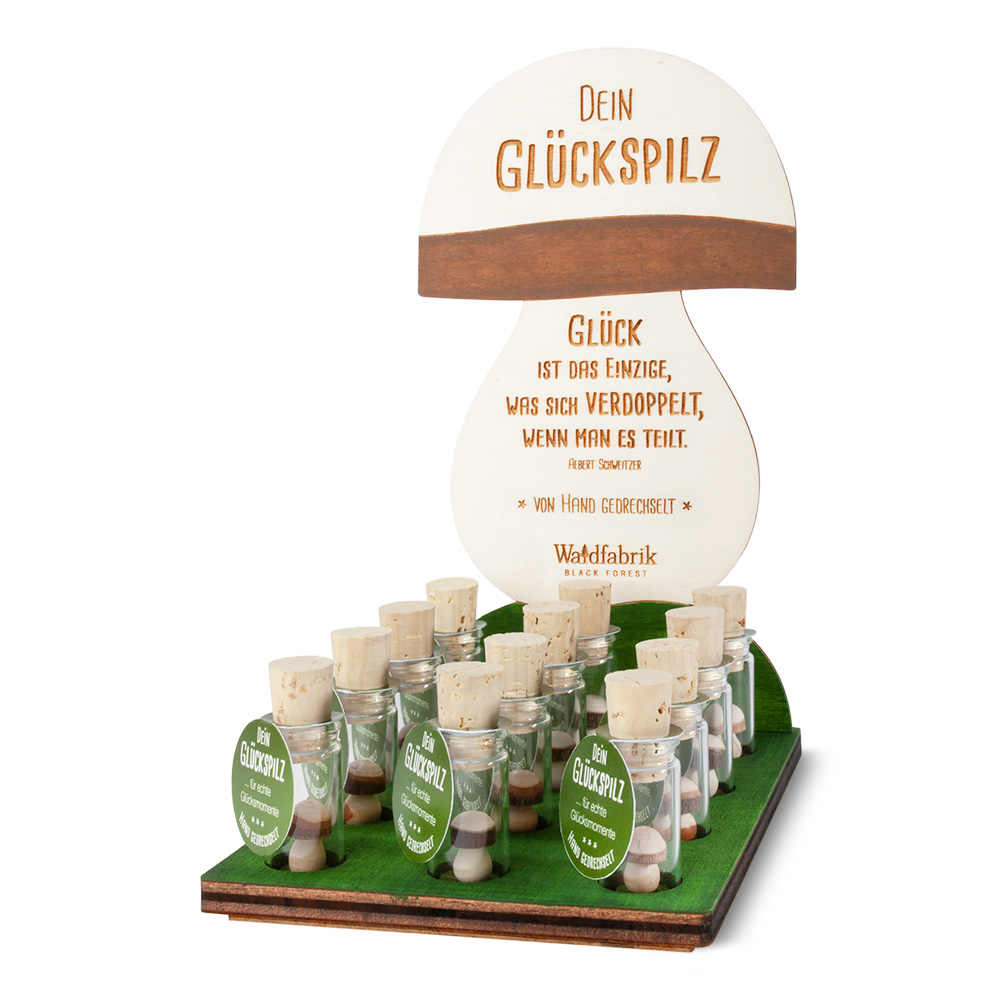 Display 1: Glückspilz im Miniglas (24 Stück) Display 1: Glückspilz im Miniglas (24 Stück)