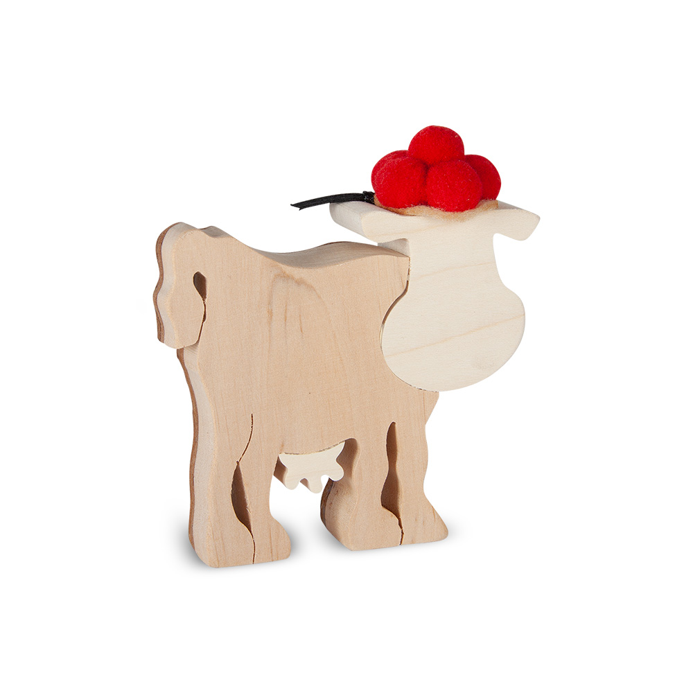 Rindentier: Lotte die Kuh mit Bollenhut Gr. 2 Rindentier: Lotte die Kuh mit Bollenhut Gr. 2