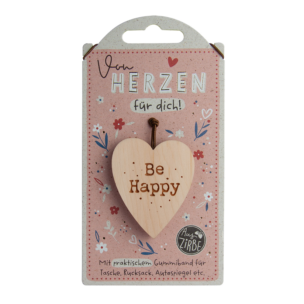 LovelyHearts - Herz aus Zirbe: "Be Happy" LovelyHearts - Herz aus Zirbe: "Be Happy"