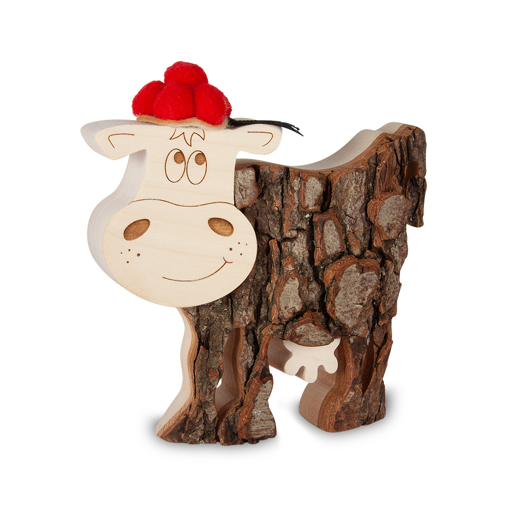 Rindentier: Lotte die Kuh mit Bollenhut Gr. 3 Rindentier: Lotte die Kuh mit Bollenhut Gr. 3