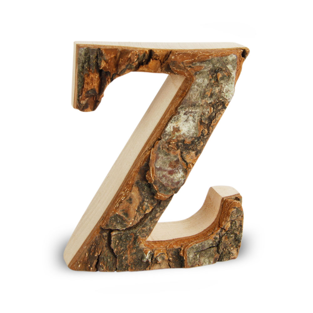 Holzbuchstabe mit Rinde: Z Holzbuchstabe mit Rinde: Z