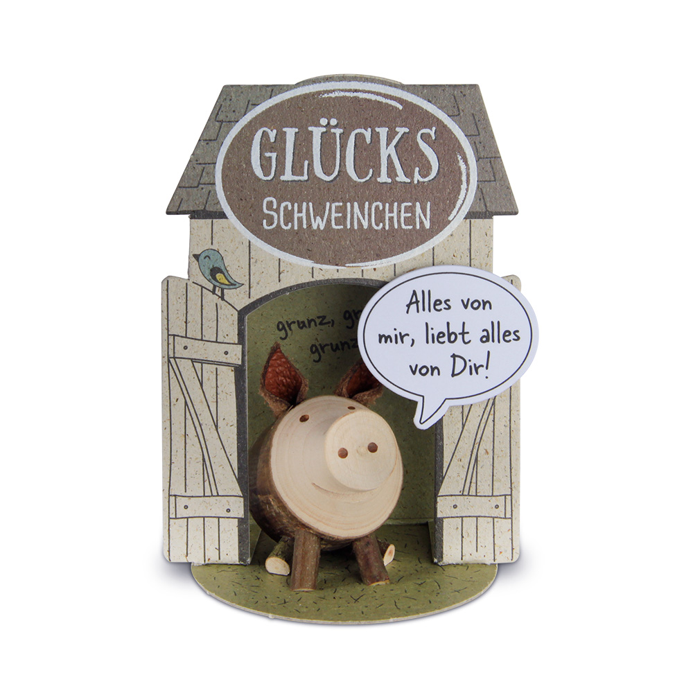Glücksschweinchen sitzend: "Alles von mir, liebt…" Glücksschweinchen sitzend: "Alles von mir, liebt…"
