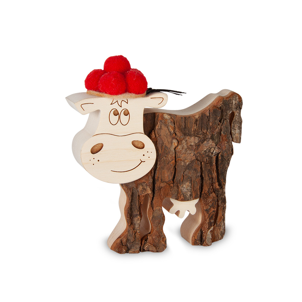 Rindentier: Lotte die Kuh mit Bollenhut Gr. 2 Rindentier: Lotte die Kuh mit Bollenhut Gr. 2