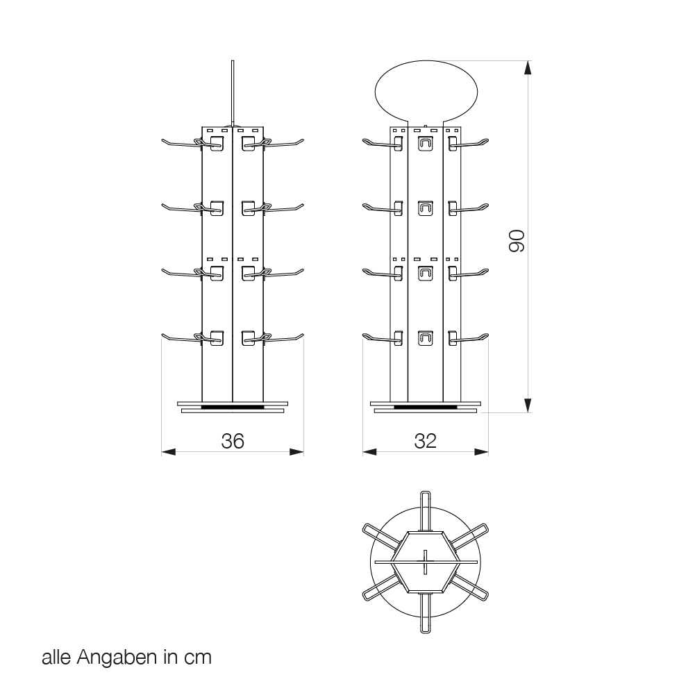 D6 Tischdisplay drehbar, Hexagon, D6-641-1