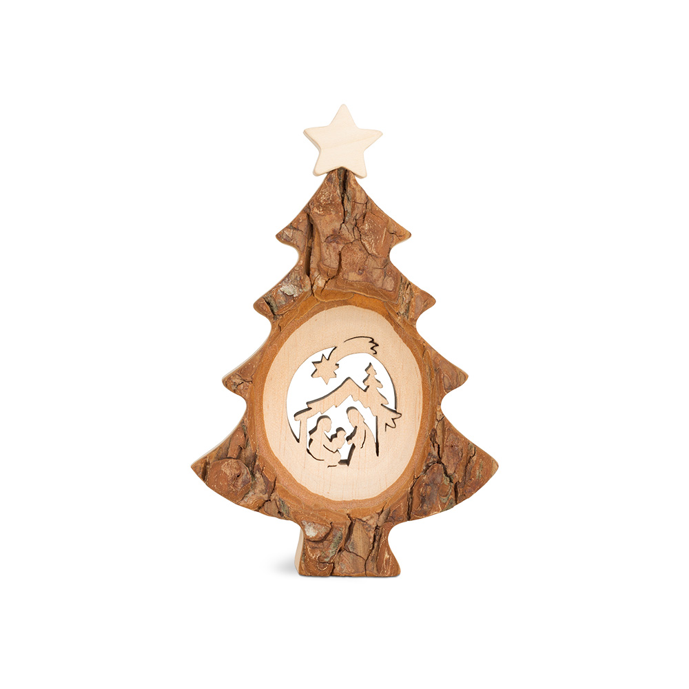 Weihnachtsbaum mit Lasermotiv: Krippe Weihnachtsbaum mit Lasermotiv: Krippe