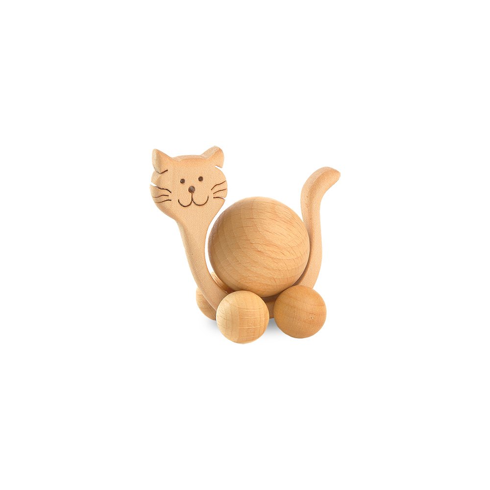 Rollie: Katze mit Buchenkugel 2 cm Rollie: Katze mit Buchenkugel 2 cm
