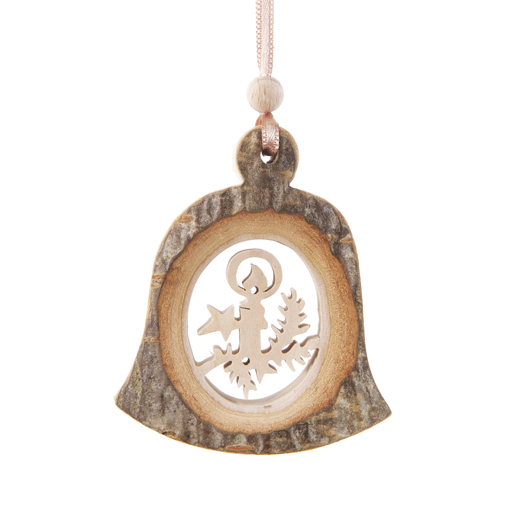 Rindenanh. Gr. 2 Glocke Motiv: Kerze Rindenanh. Gr. 2 Glocke Motiv: Kerze