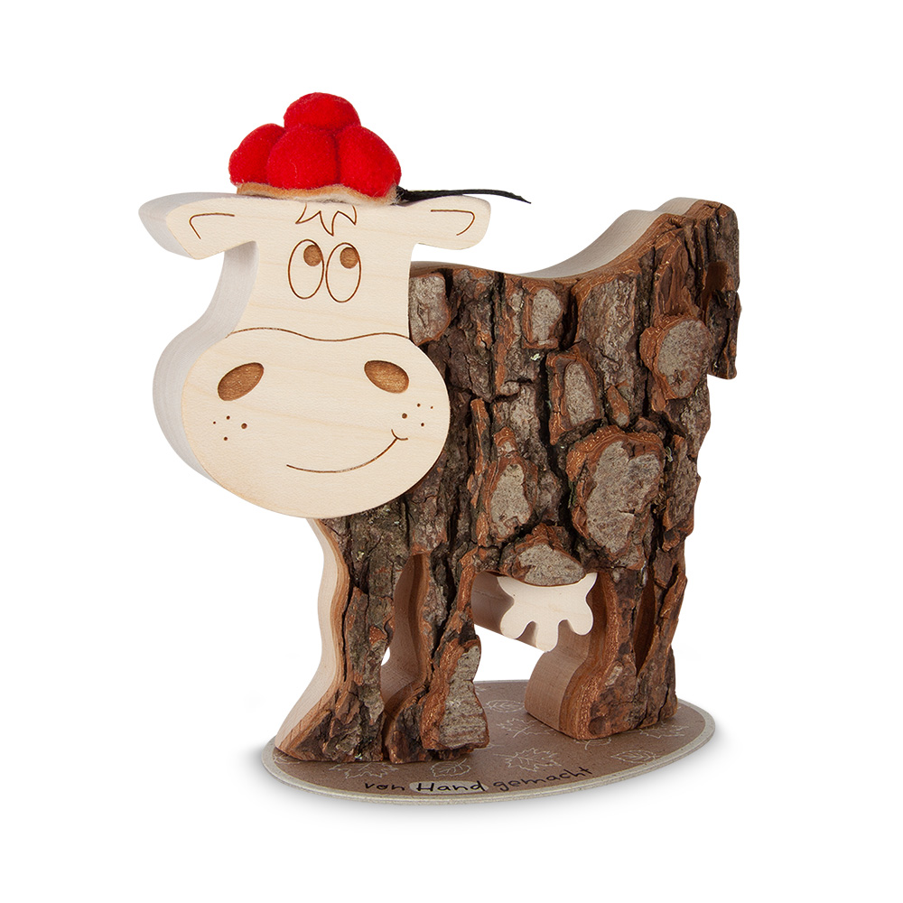 Rindentier: Lotte die Kuh mit Bollenhut Gr. 3 Rindentier: Lotte die Kuh mit Bollenhut Gr. 3