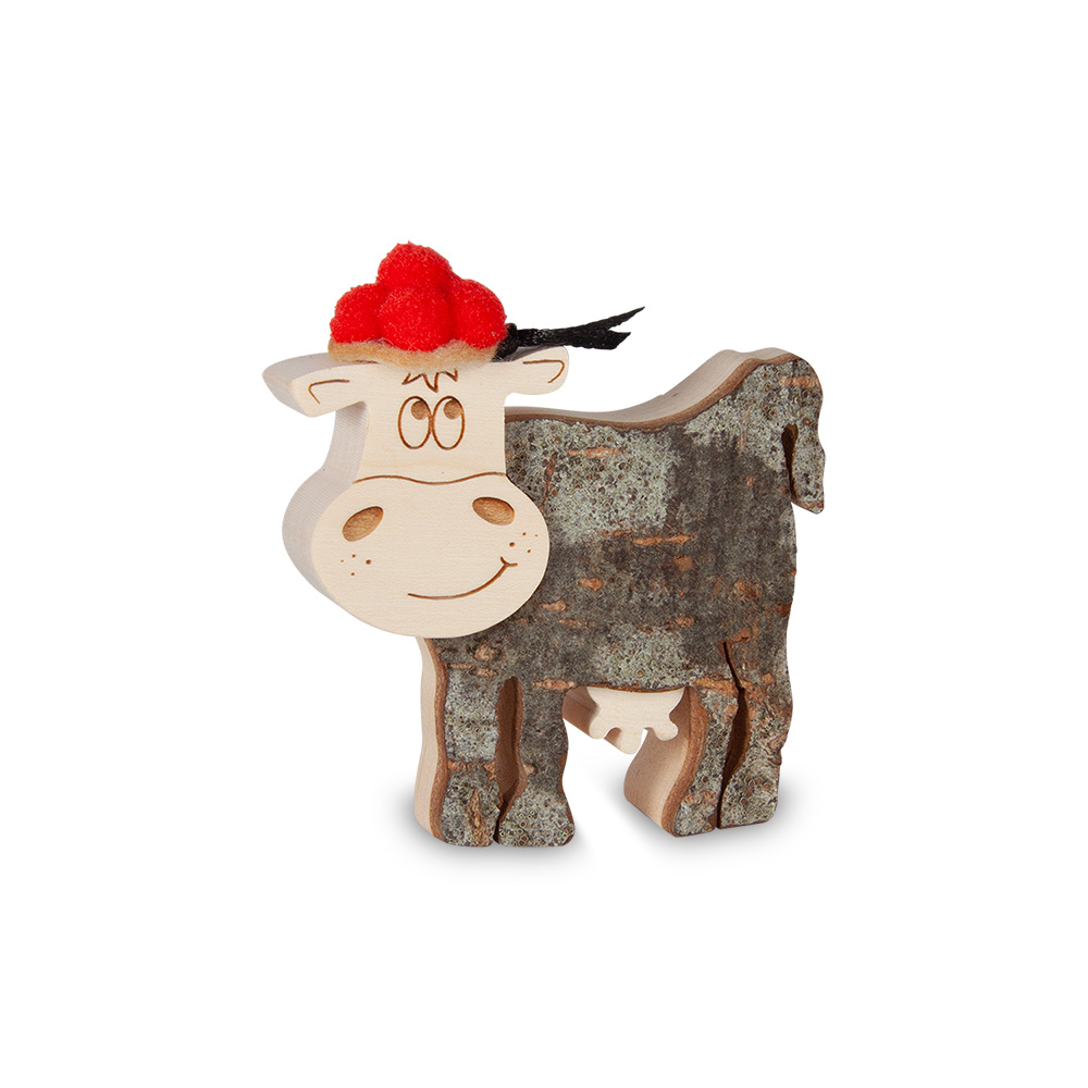 Rindentier: Lotte die Kuh mit Bollenhut Gr. 1 Rindentier: Lotte die Kuh mit Bollenhut Gr. 1