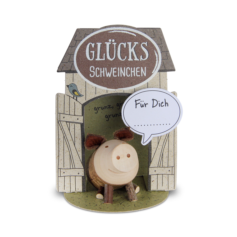 Glücksschweinchen sitzend: "Für Dich…" Glücksschweinchen sitzend: "Für Dich…"
