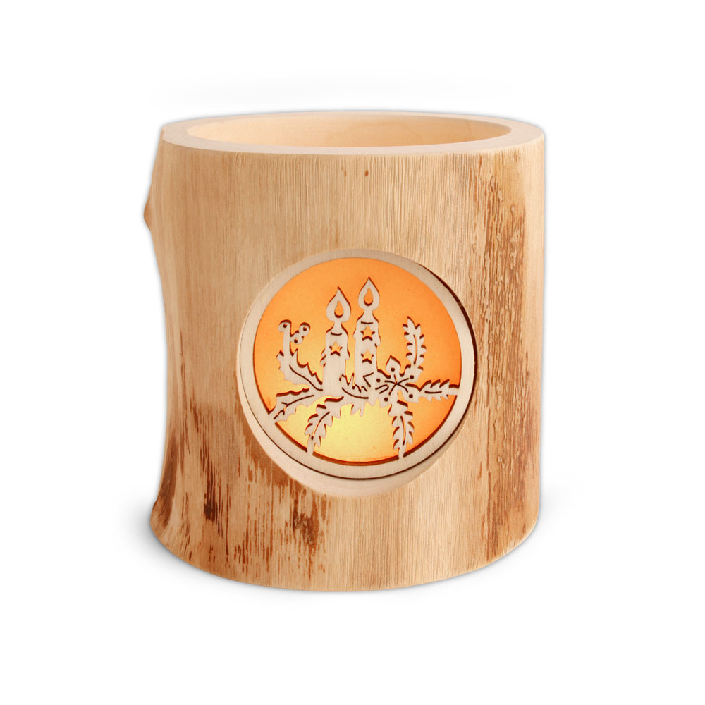 Stimmungsleuchter ohne Rinde, Motiv: Kerzen Stimmungsleuchter ohne Rinde, Motiv: Kerzen