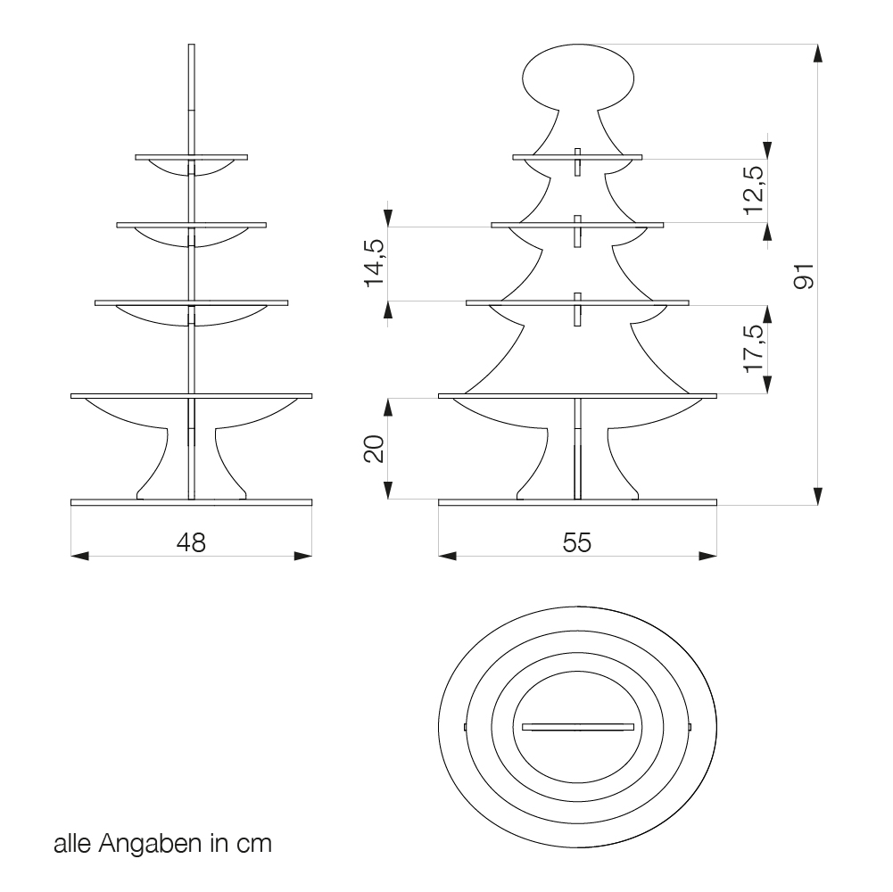 D4 Tischdisplay fix, Tanne H 91 cm D4 Tischdisplay fix, Tanne H 91 cm