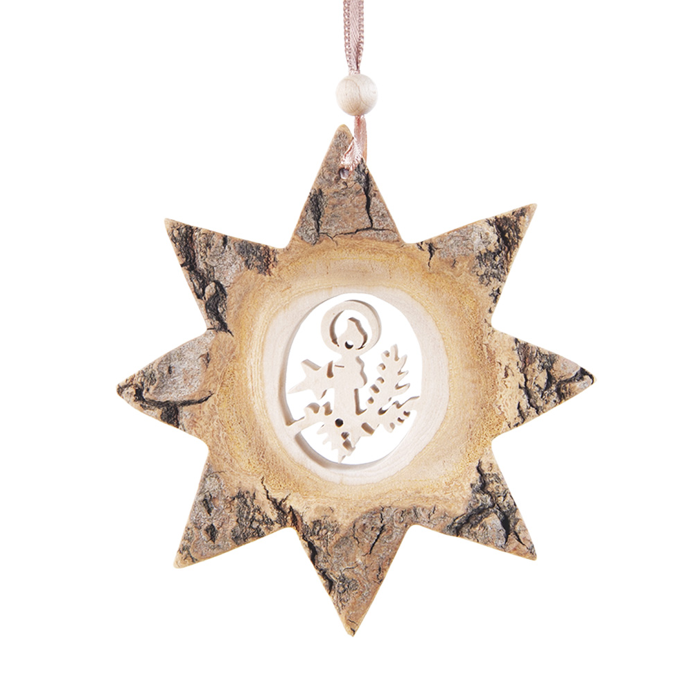 Rindenanh. Gr. 2 Stern Motiv: Kerze Rindenanh. Gr. 2 Stern Motiv: Kerze