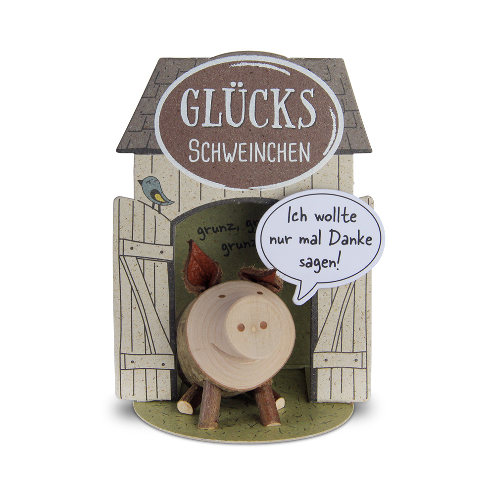 Glücksschweinchen sitzend: "Ich wollte nur mal..." Glücksschweinchen sitzend: "Ich wollte nur mal..."