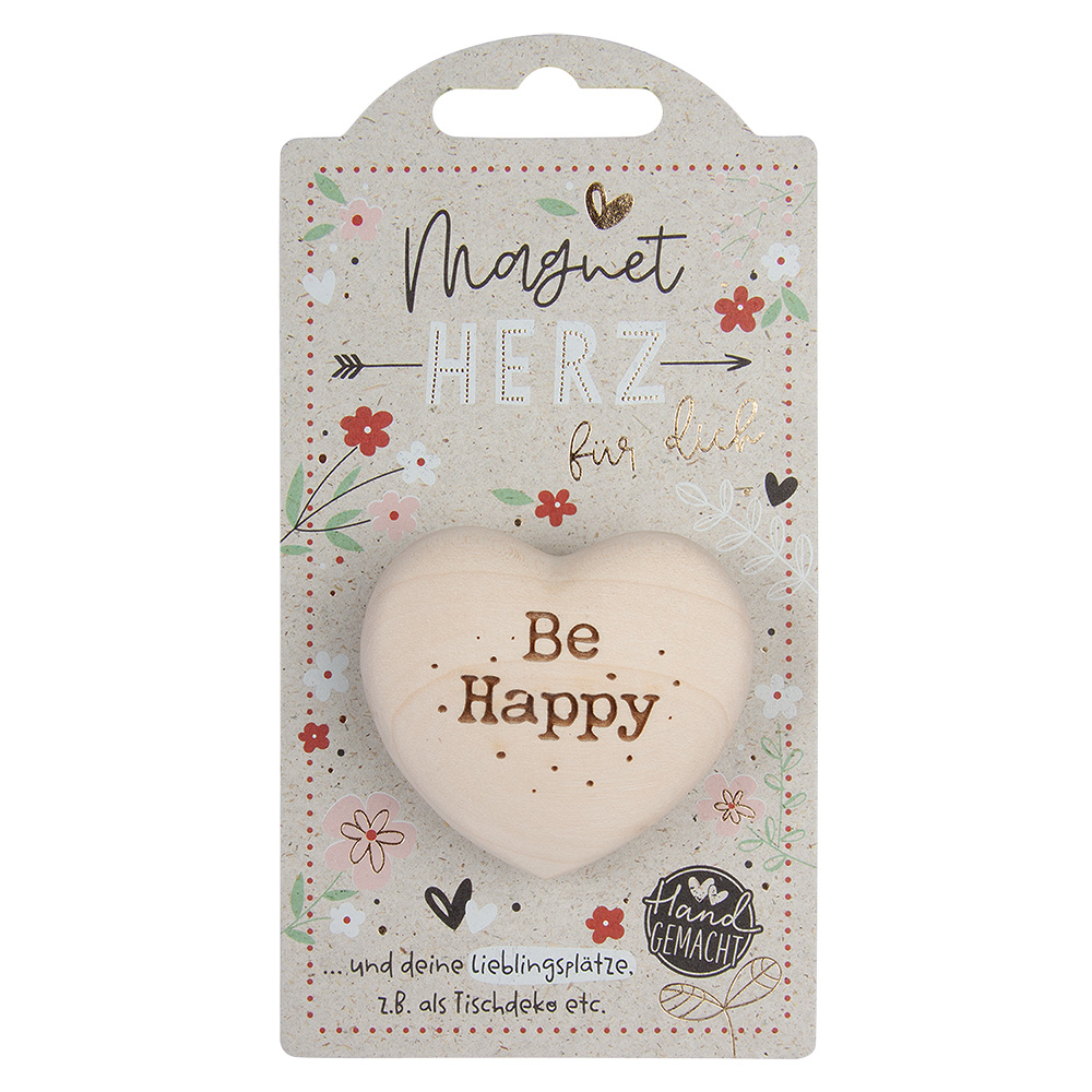 LovelyHearts - mit Magnet: "Be Happy"