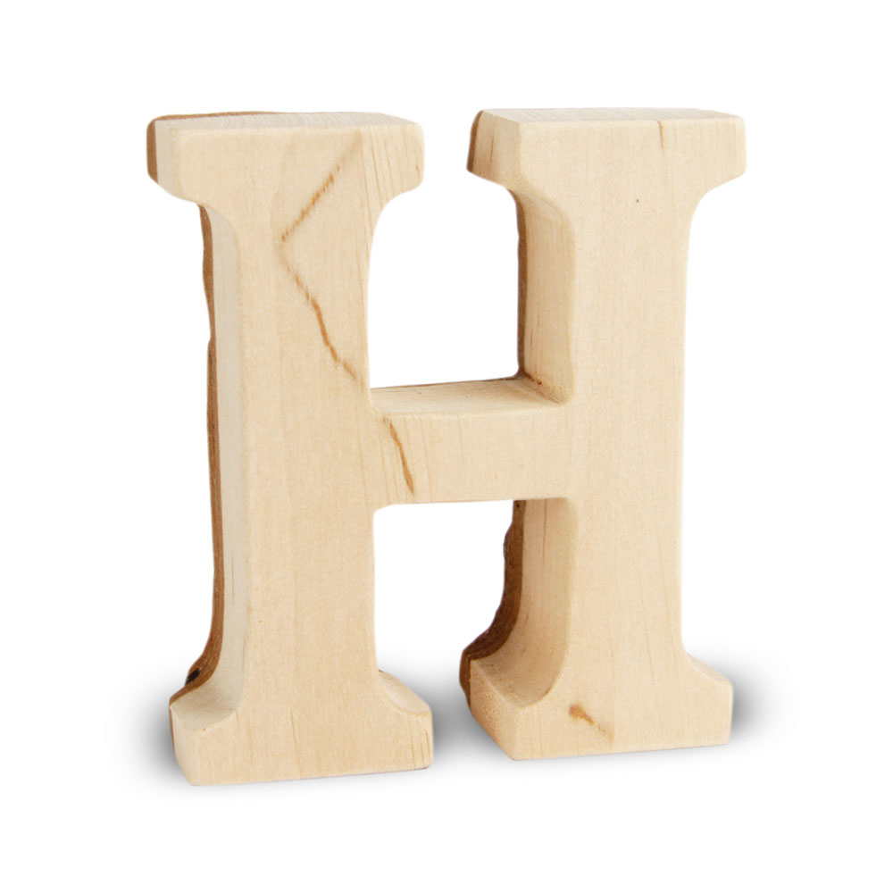 Holzbuchstabe mit Rinde: H Holzbuchstabe mit Rinde: H